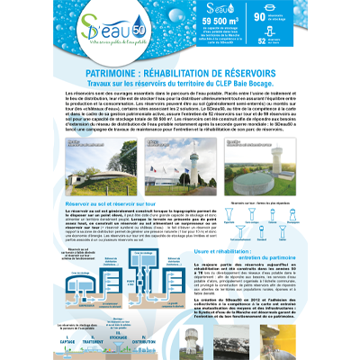 SDeau50, réhabilitation de réservoirs sur le secteur Baie-Bocage