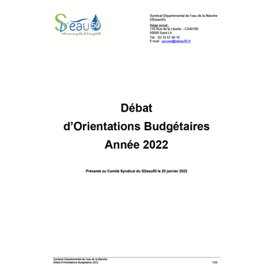 SDeau50, débat d'orientations budgétaires