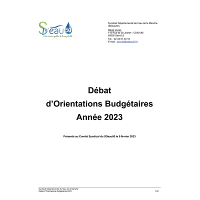 SDeau50 délibération d'orientation budgétaire 2019