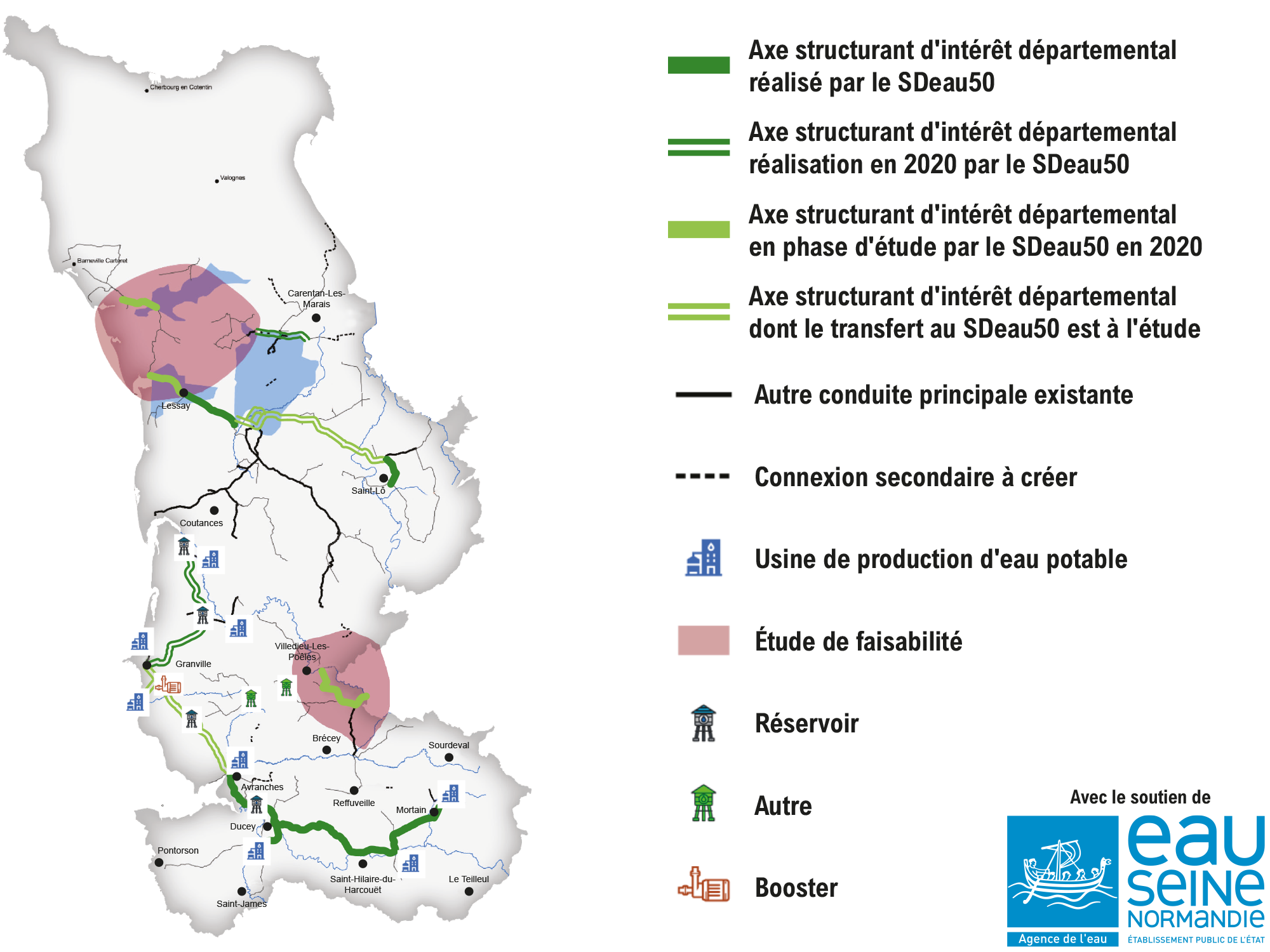 SDeau50 et compétences obligatoires : interconnexions de sécurisation de la production / distribution d'eau potable