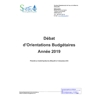 SDeau50 délibération d'orientation budgétaire 2019