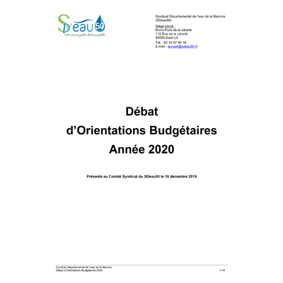 SDeau50, débat d'orientations budgétaires