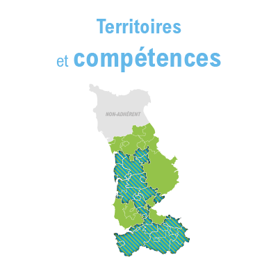 les 2 compétences du SDeau50, mini-carte du département de la Manche