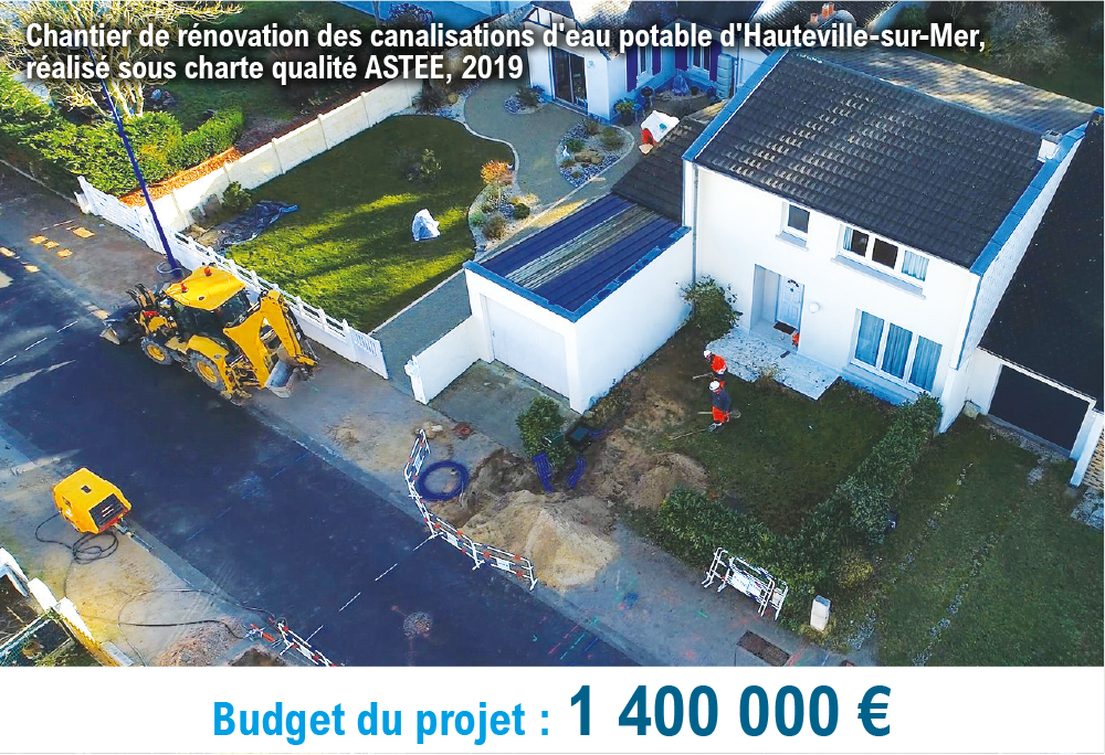 Projets SDeau50 : chantier de rénovation des canalisations d'eau potable d'Hauteville-sur-Mer, 2019
