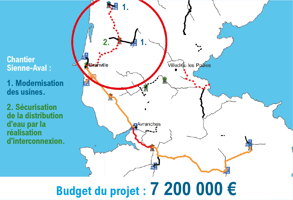 Projets SDeau50 : projet Sienne-Aval, carte