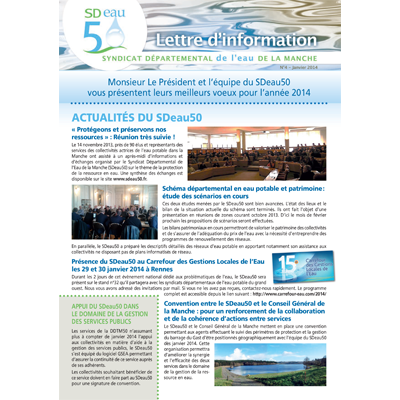 SDeau50, lettre d'information, janvier 2014
