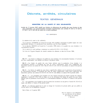 SDeau50, normes qualité de l'eau potable, 2007